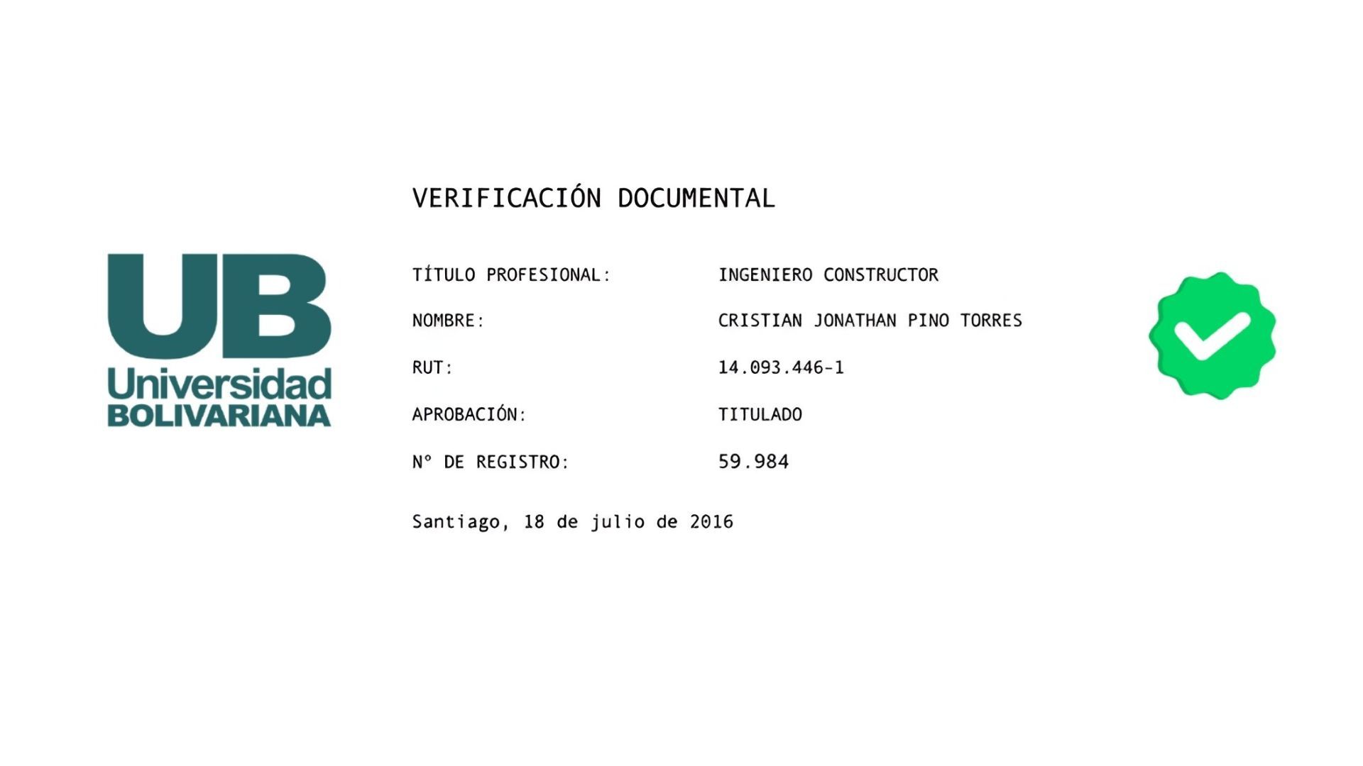 Verificación Documental – Universidad Bolivariana